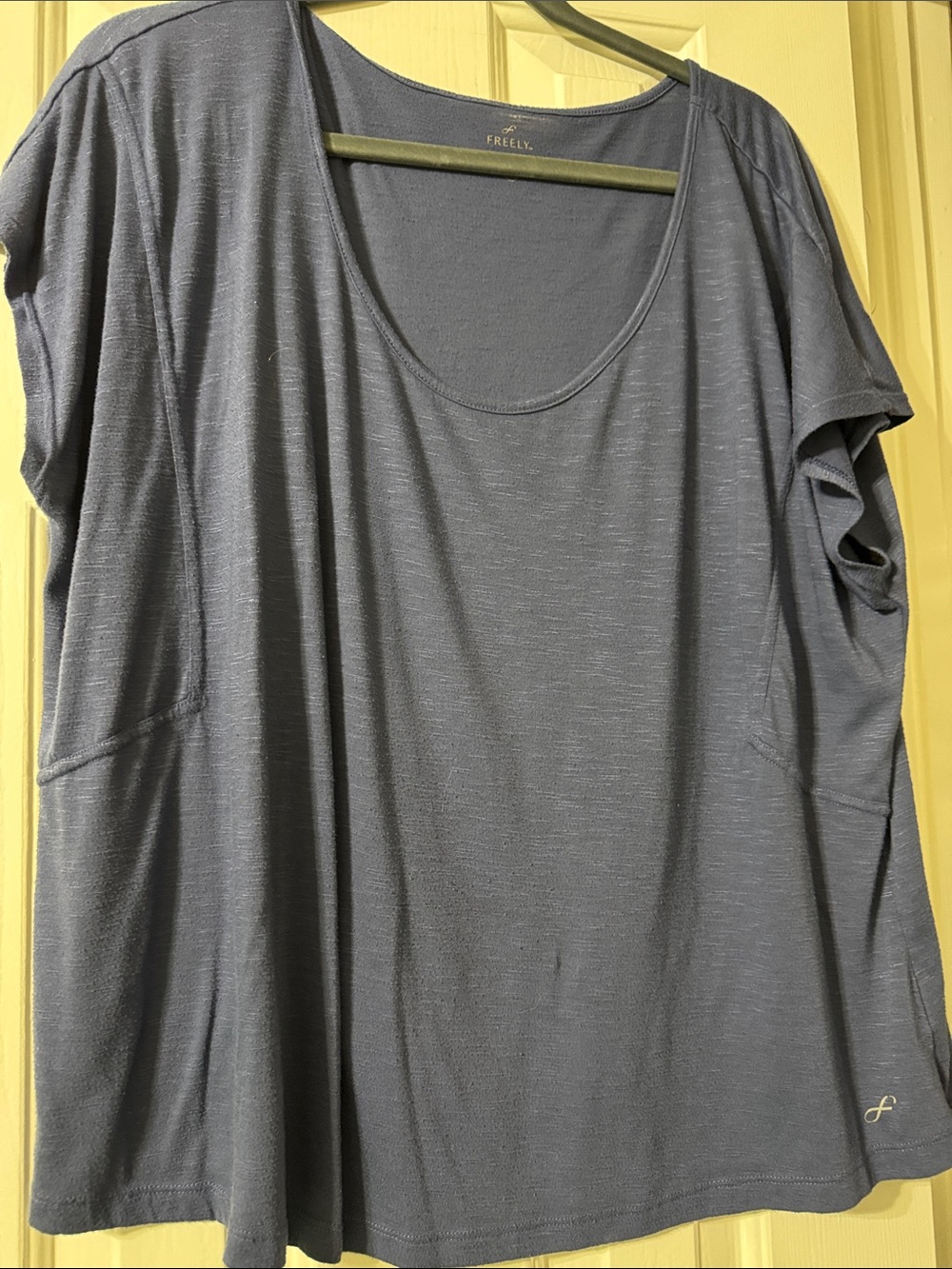 Freely Scoop Neck Short Sleeve Top in Slate Blue